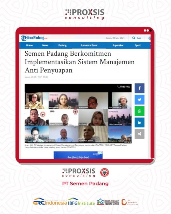 Semen Padang Berkomitmen Implementasikan Sistem Manajemen Anti Penyuapan